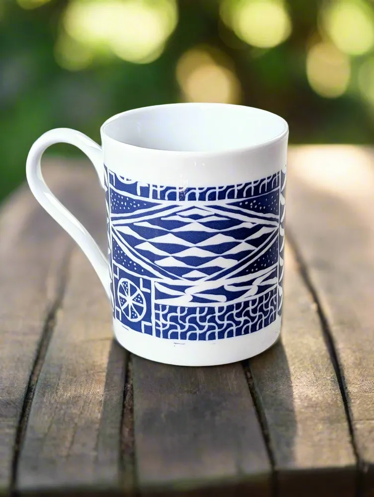 Gifts - Customizable Ndop Blue Porcelain Mug – Handcrafted African Elegance - KEMI HOME ART