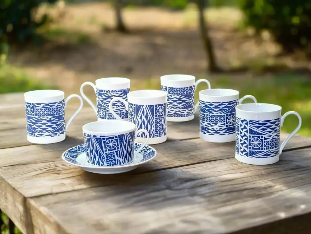 Gifts - Customizable Ndop Blue Porcelain Mug – Handcrafted African Elegance - KEMI HOME ART