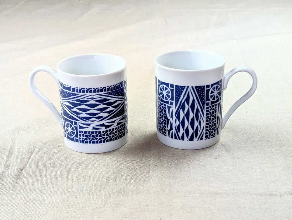 Gifts - Customizable Ndop Blue Porcelain Mug – Handcrafted African Elegance - KEMI HOME ART