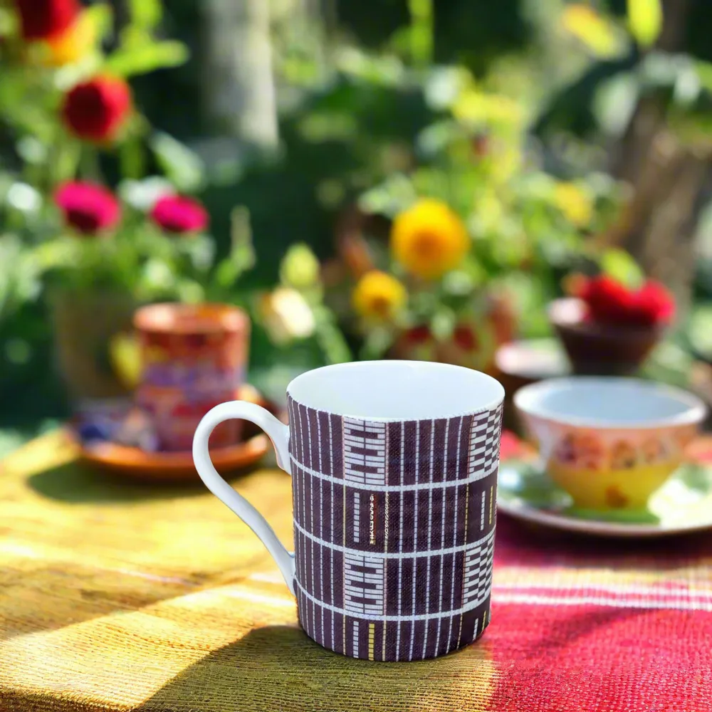 Gifts - Senufo Indigo Blue Mug: Customizable French Porcelain, Unique Craftsmanship & Sacred Patterns - KEMI HOME ART