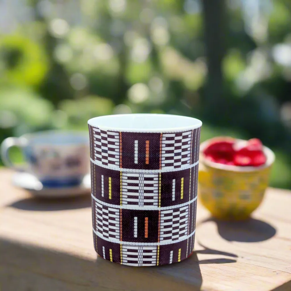 Gifts - Senufo Indigo Blue Mug: Customizable French Porcelain, Unique Craftsmanship & Sacred Patterns - KEMI HOME ART