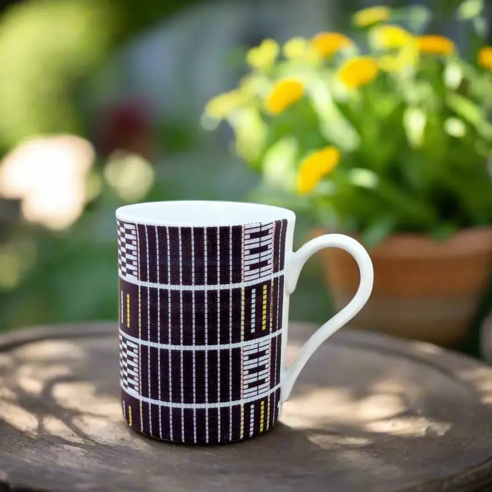 Gifts - Senufo Indigo Blue Mug: Customizable French Porcelain, Unique Craftsmanship & Sacred Patterns - KEMI HOME ART