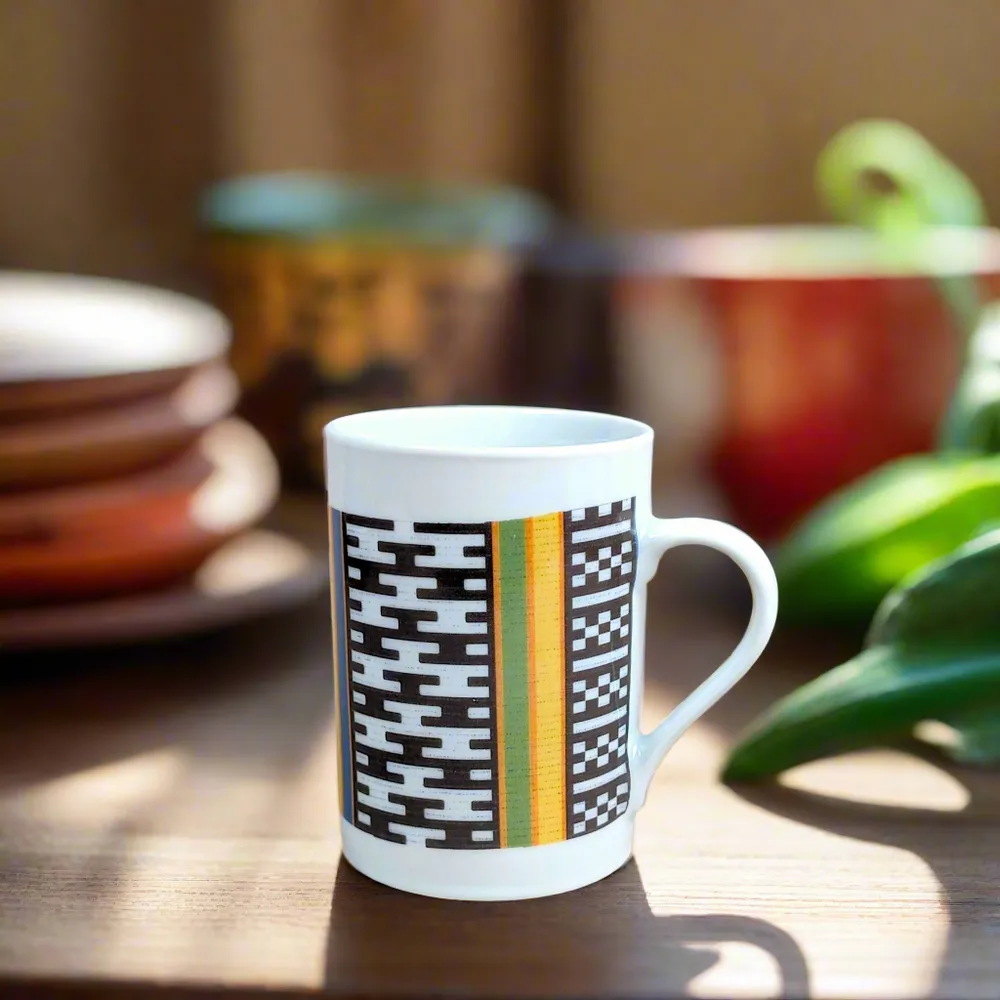 Gifts - Kanta Niger Mug: Customizable French Porcelain with Unique Ethnic Motif, Handcrafted - KEMI HOME ART