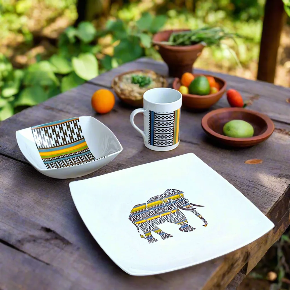 Gifts - Kanta Niger Mug: Customizable French Porcelain with Unique Ethnic Motif, Handcrafted - KEMI HOME ART