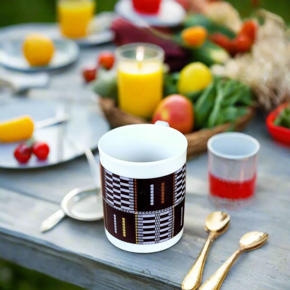 Gifts - Senufo Black Mug: Customizable French Porcelain, Unique Artisan Masterpiece - KEMI HOME ART