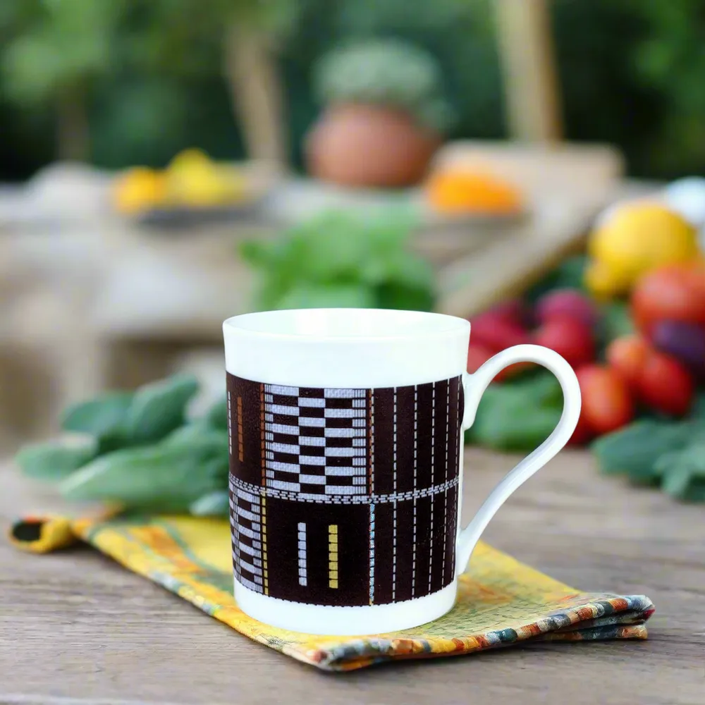 Gifts - Senufo Black Mug: Customizable French Porcelain, Unique Artisan Masterpiece - KEMI HOME ART