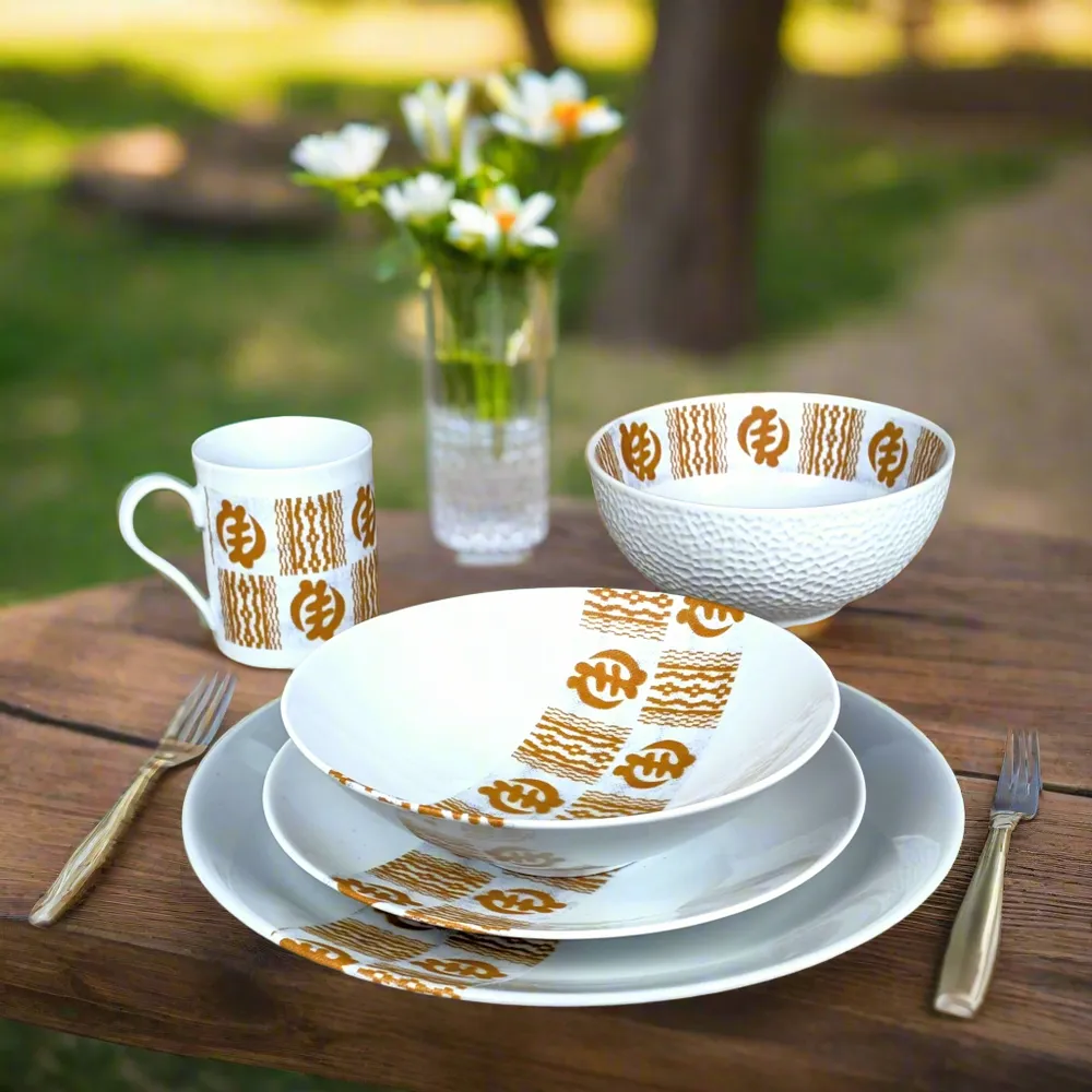 Cadeaux - Mug Adinkra Doré Personnalisable - Porcelaine Française Artisanale & Symboles Africains Uniques - KEMI HOME ART