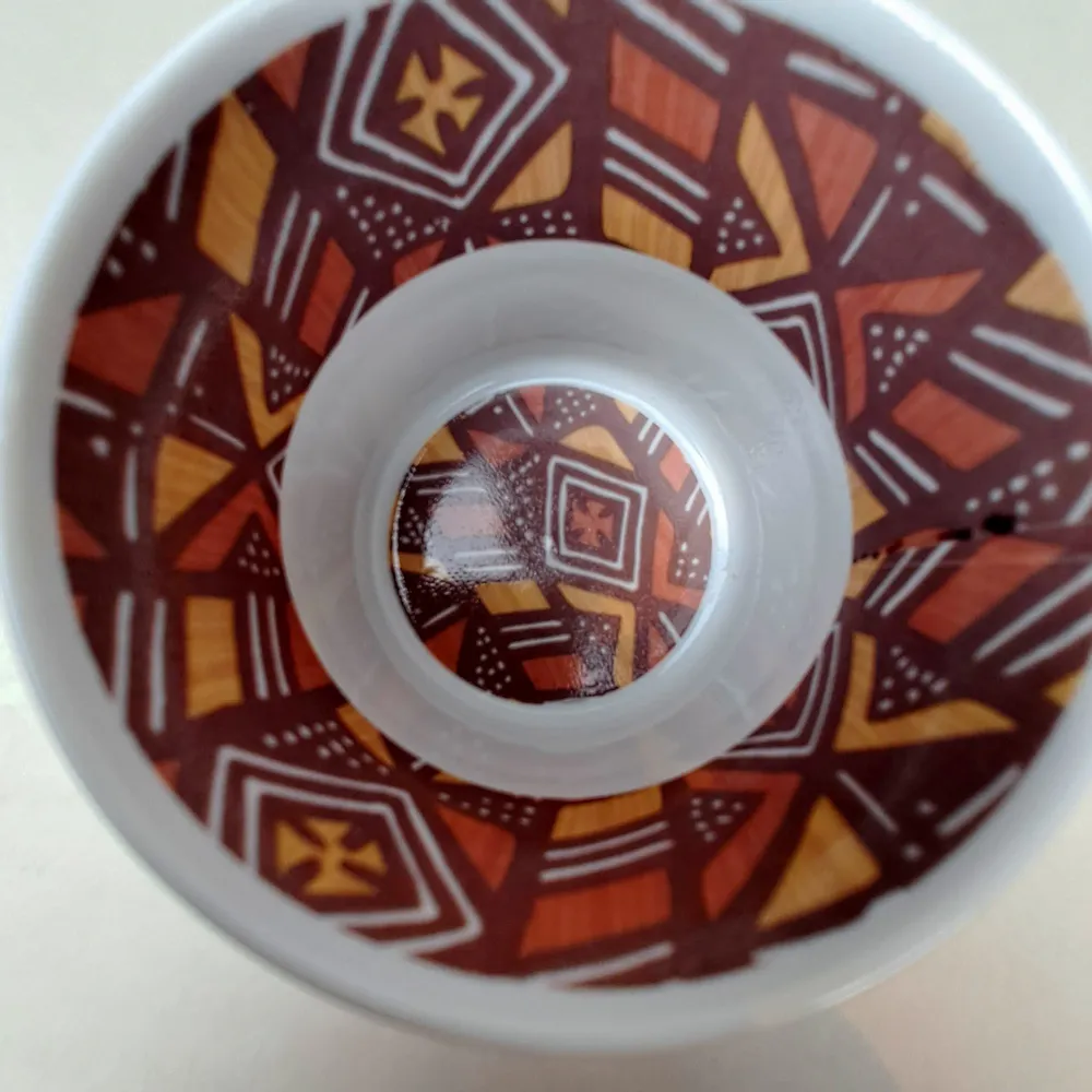 Gifts - Customizable Fine Porcelain Mug - Ethnic Bogolan Pattern, Handcrafted in France - KEMI HOME ART