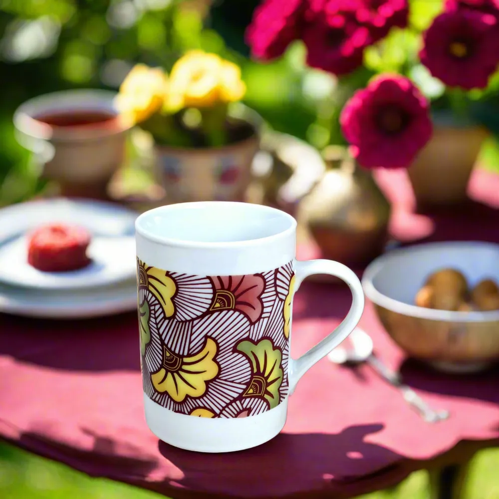 Gifts - Customizable WAX Mug: Bordeaux Wedding Flowers - Fine French Porcelain Made to Order - KEMI HOME ART