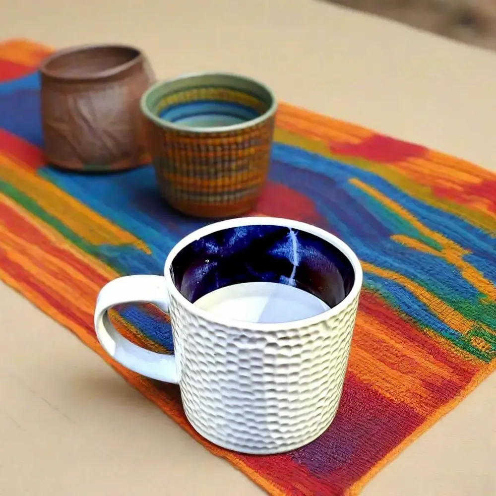 Gifts - Handcrafted Indigo Mug: Customizable French Porcelain with Unique Ethnic Patterns - KEMI HOME ART