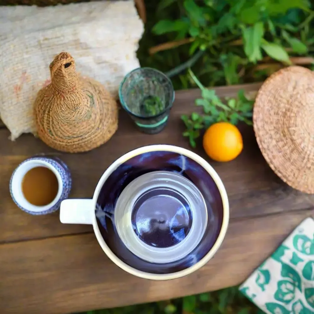 Gifts - Handcrafted Indigo Mug: Customizable French Porcelain with Unique Ethnic Patterns - KEMI HOME ART