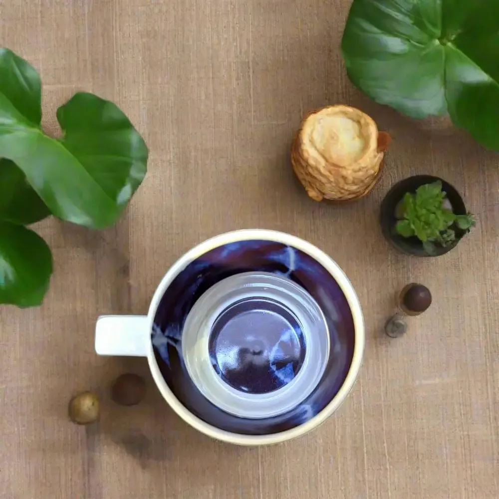 Gifts - Handcrafted Indigo Mug: Customizable French Porcelain with Unique Ethnic Patterns - KEMI HOME ART