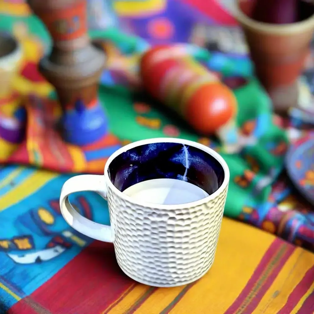 Gifts - Handcrafted Indigo Mug: Customizable French Porcelain with Unique Ethnic Patterns - KEMI HOME ART