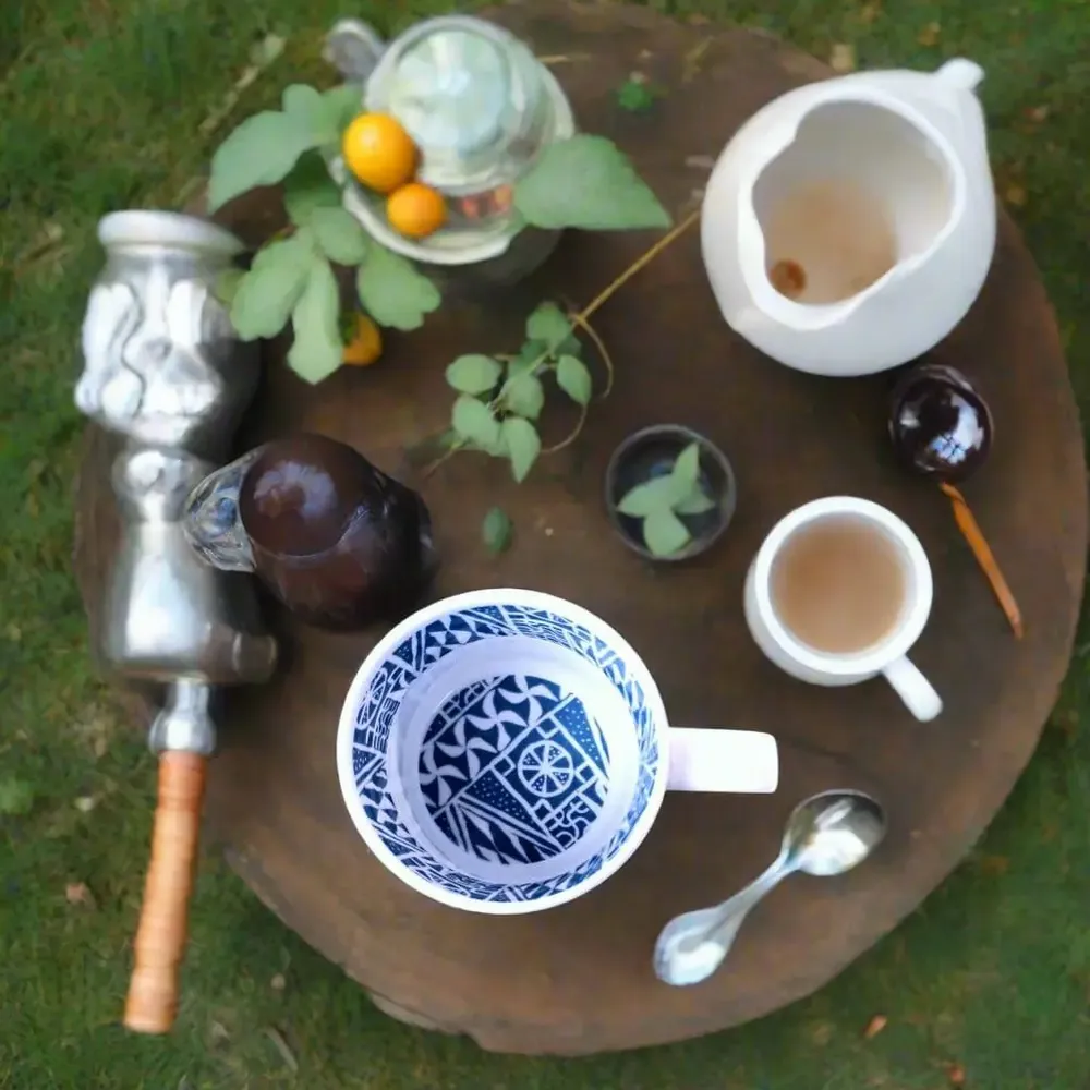 Cadeaux - Mug personnalisable en porcelaine fine française : motif Ndop bleu camerounais, élégance sur mesure - KEMI HOME ART