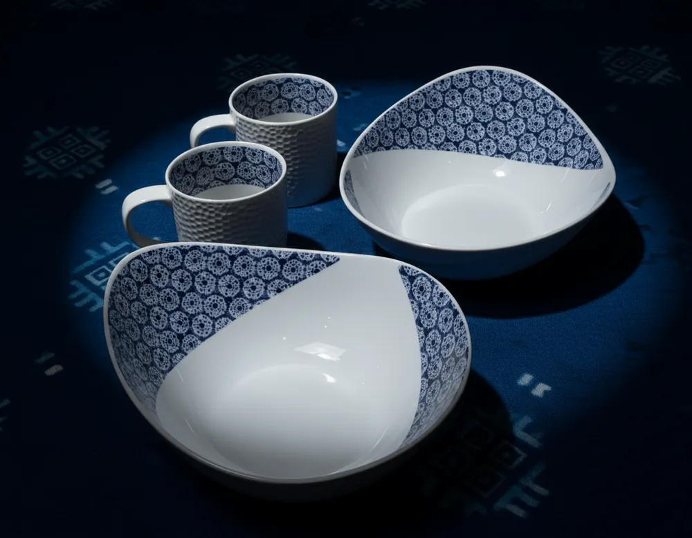 Cadeaux - Mug Indigo Personnalisable : Porcelaine Française aux Motifs Solaires Africains, Créations Uniques et Sur Mesure - KEMI HOME ART