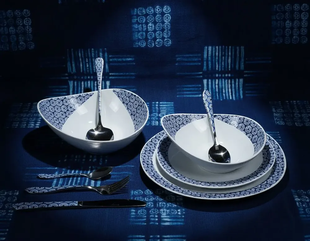 Cadeaux - Mug Indigo Personnalisable : Porcelaine Française aux Motifs Solaires Africains, Créations Uniques et Sur Mesure - KEMI HOME ART