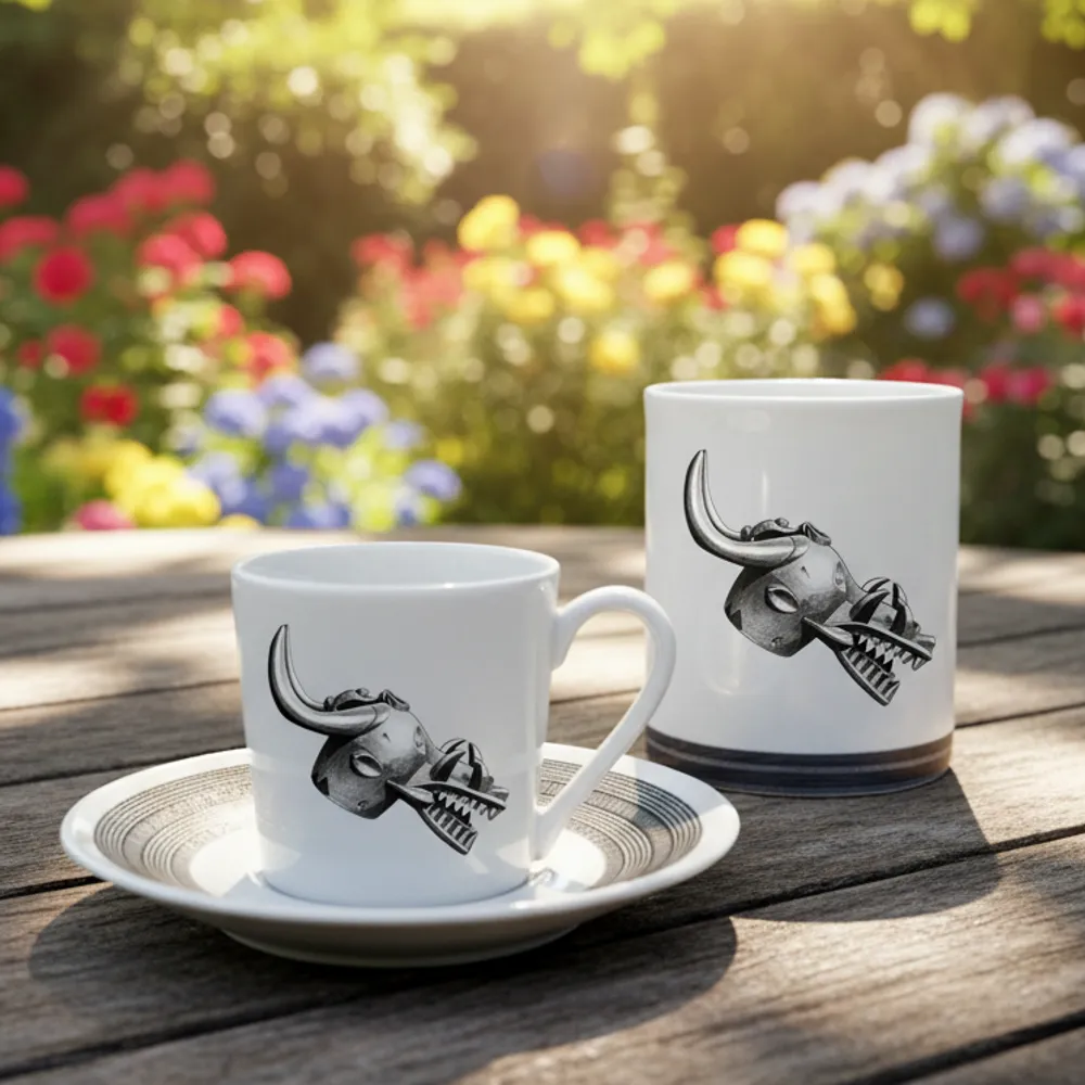 Gifts - Customizable Fine Porcelain Mug or Cup: Senoufo Waniugo Mask, Unique and Powerful African Art - KEMI HOME ART