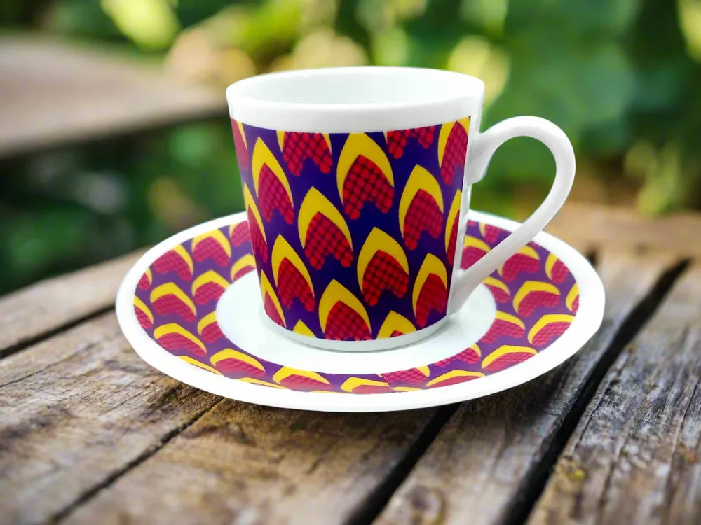 Gifts - Limited Edition: Customizable WAX Porcelain Cup & Saucer - « Marie-Thérèse's Nails » Pattern - KEMI HOME ART