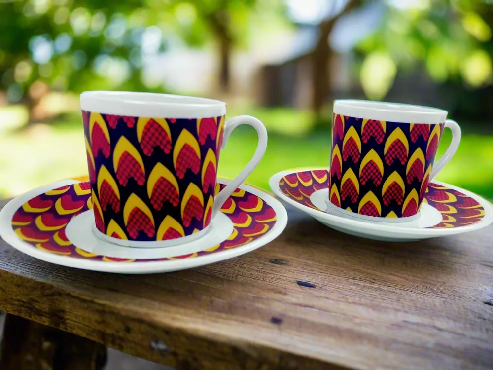 Gifts - Limited Edition: Customizable WAX Porcelain Cup & Saucer - « Marie-Thérèse's Nails » Pattern - KEMI HOME ART