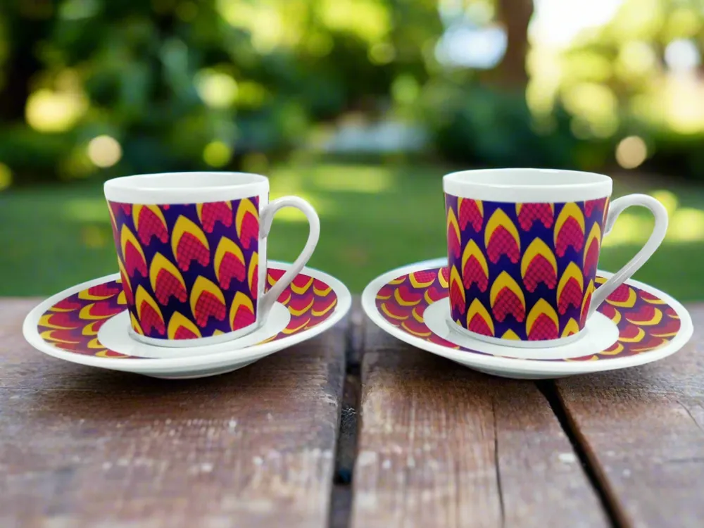 Gifts - Limited Edition: Customizable WAX Porcelain Cup & Saucer - « Marie-Thérèse's Nails » Pattern - KEMI HOME ART