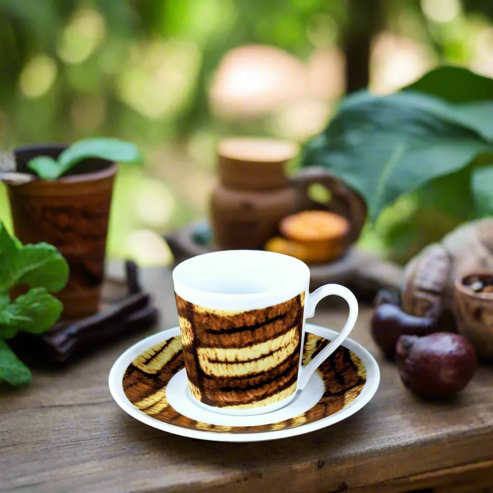 Gifts - Awakening the Senses: Customizable Fine Porcelain Coffee Cup with Unique Dida Motif – French Craftsmanship & Ivorian Inspiration - KEMI HOME ART