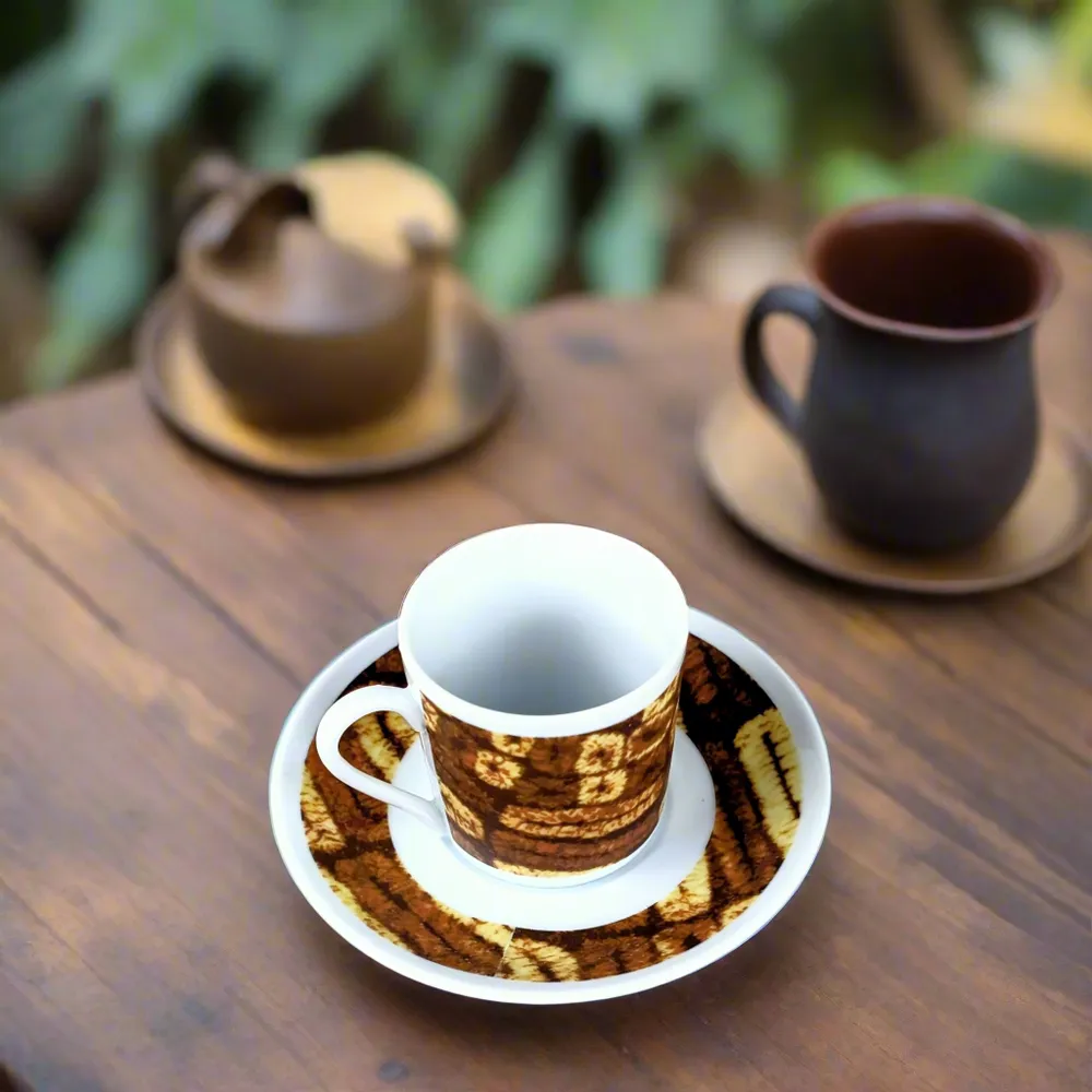 Gifts - Awakening the Senses: Customizable Fine Porcelain Coffee Cup with Unique Dida Motif – French Craftsmanship & Ivorian Inspiration - KEMI HOME ART