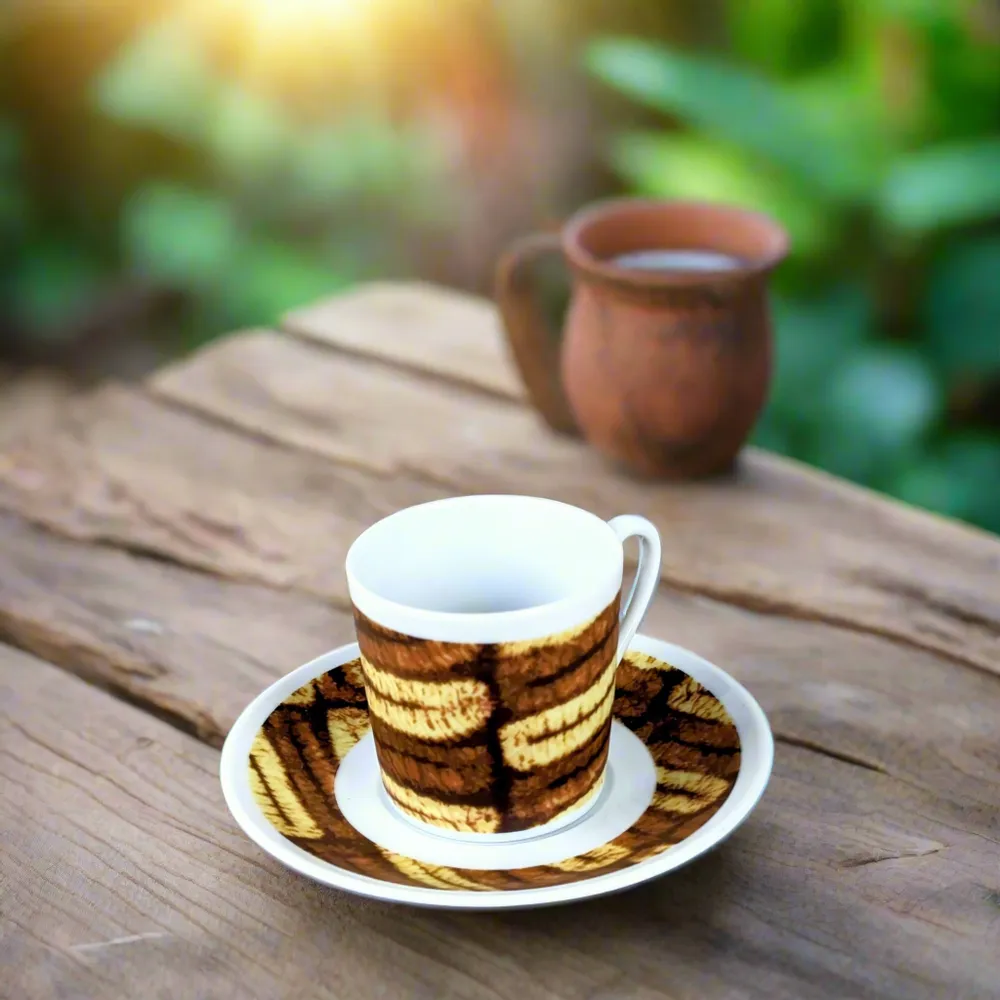 Gifts - Awakening the Senses: Customizable Fine Porcelain Coffee Cup with Unique Dida Motif – French Craftsmanship & Ivorian Inspiration - KEMI HOME ART