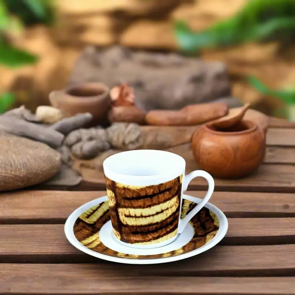 Gifts - Awakening the Senses: Customizable Fine Porcelain Coffee Cup with Unique Dida Motif – French Craftsmanship & Ivorian Inspiration - KEMI HOME ART