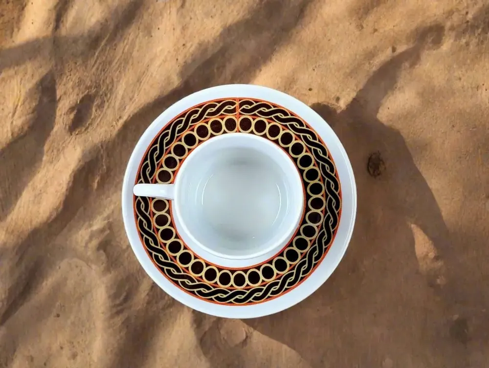 Gifts - Sensory Awakening: Customizable French Porcelain Coffee Cup with Ndop Bamoun Patterns from Cameroon - KEMI HOME ART