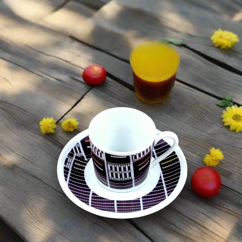 Gifts - Senoufo Awakening: Customizable Indigo Blue Coffee Cup – French Craftsmanship & Unique African Patterns - KEMI HOME ART