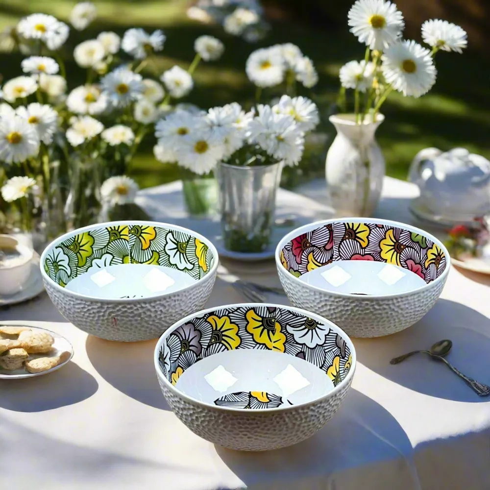 Cadeaux - Bol en Porcelaine Fine Française - Art WAX Personnalisable : Fleurs de Mariage Vertes, Pièce Unique sur Commande - KEMI HOME ART