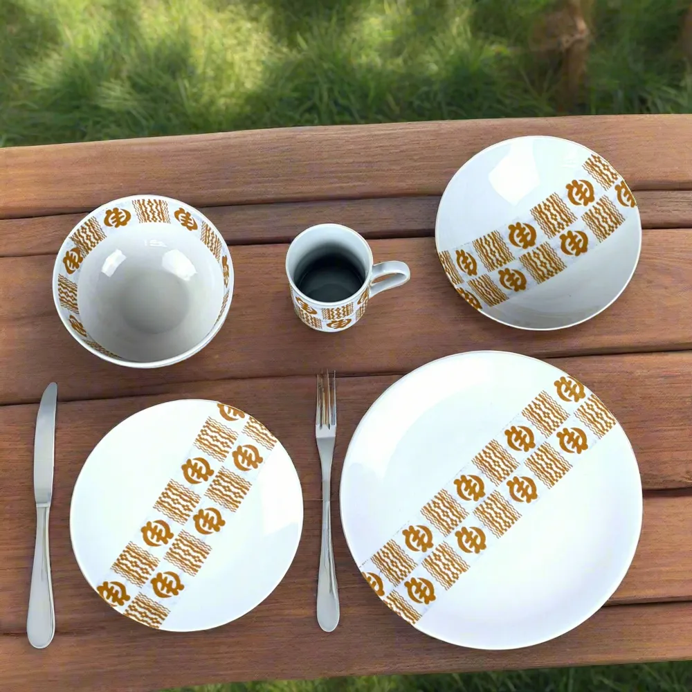 Gifts - Customizable Fine Porcelain Bowl: Golden Adinkra Symbol, French Craftsmanship & Ethnic Elegance - KEMI HOME ART