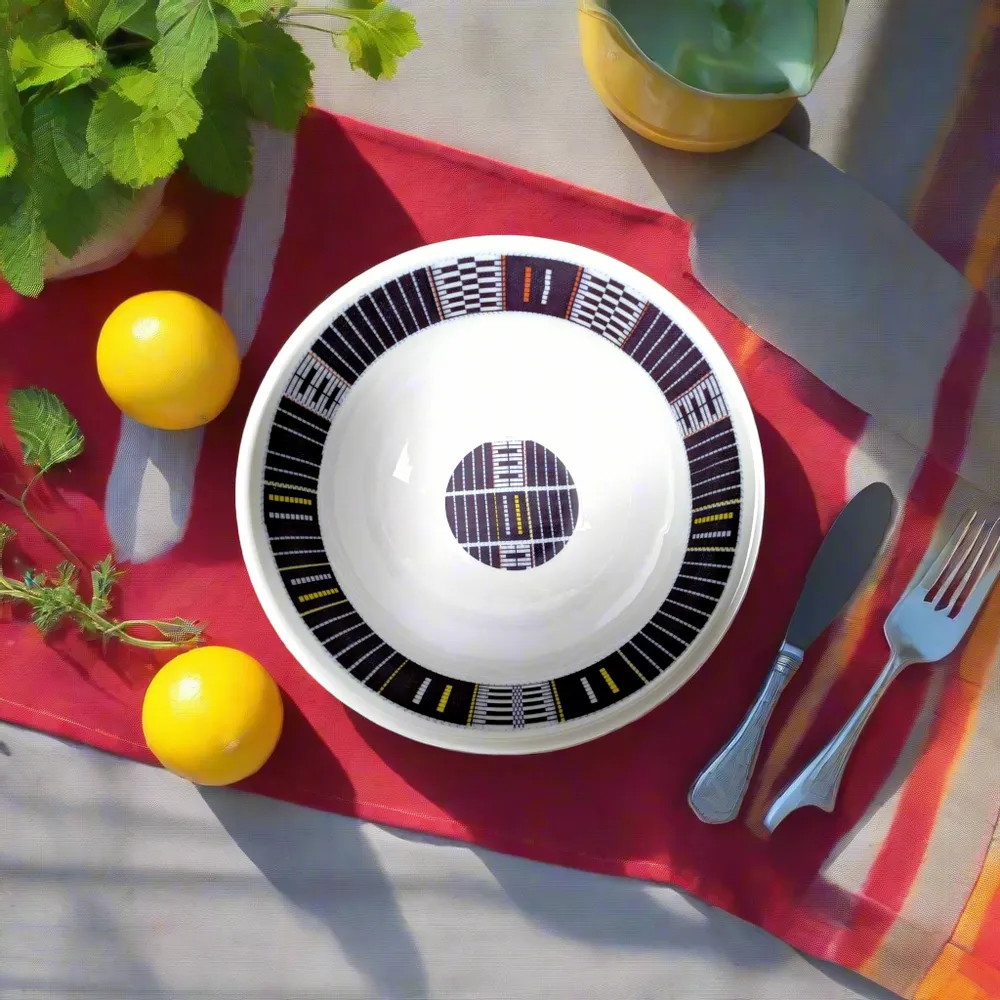 Gifts - Customizable French porcelain bowl: Senoufo indigo blue motif, sacred art and bespoke elegance - KEMI HOME ART