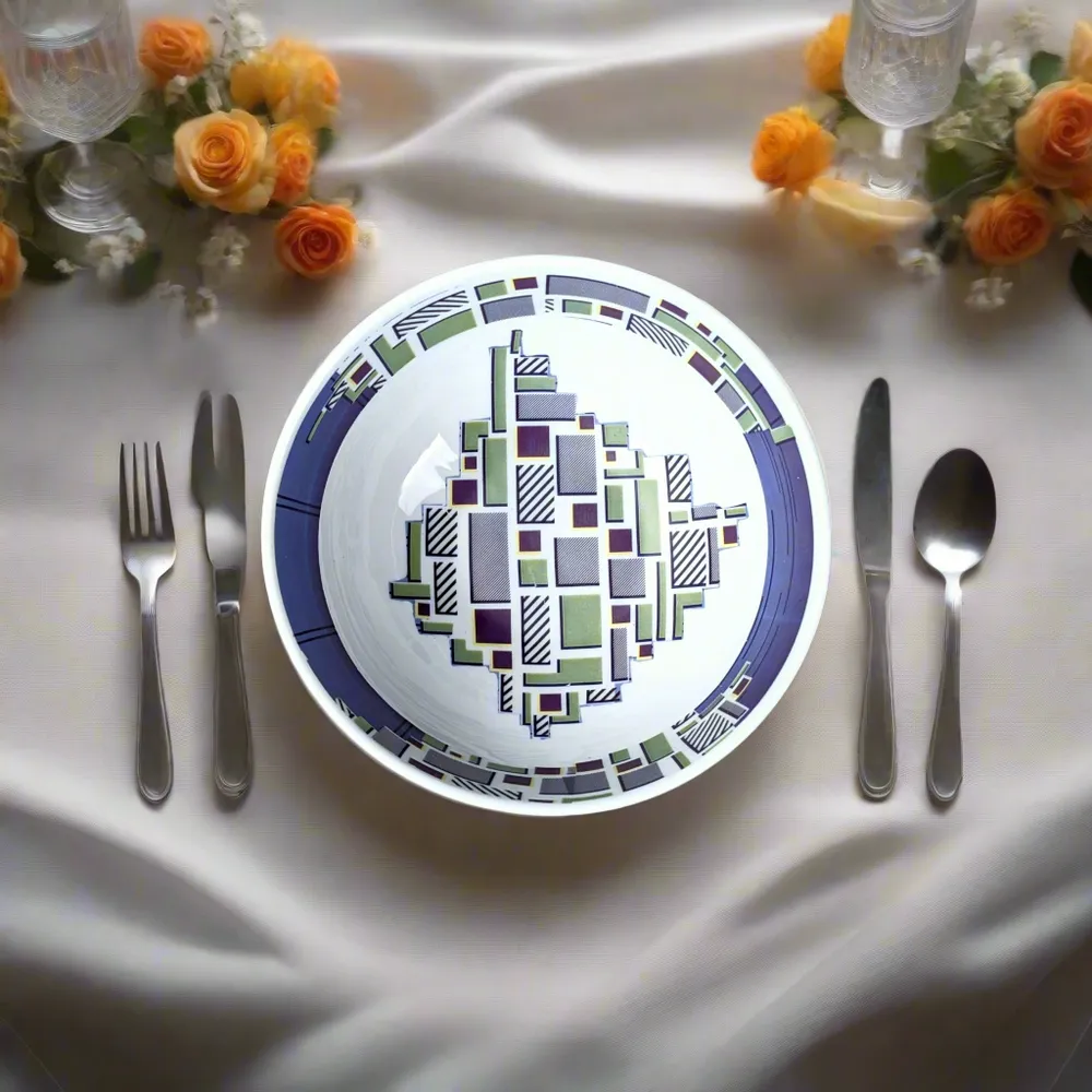 Gifts - Customizable Fine Porcelain Bowl - WAX Billionaire Pattern, African Elegance & French Craftsmanship - KEMI HOME ART