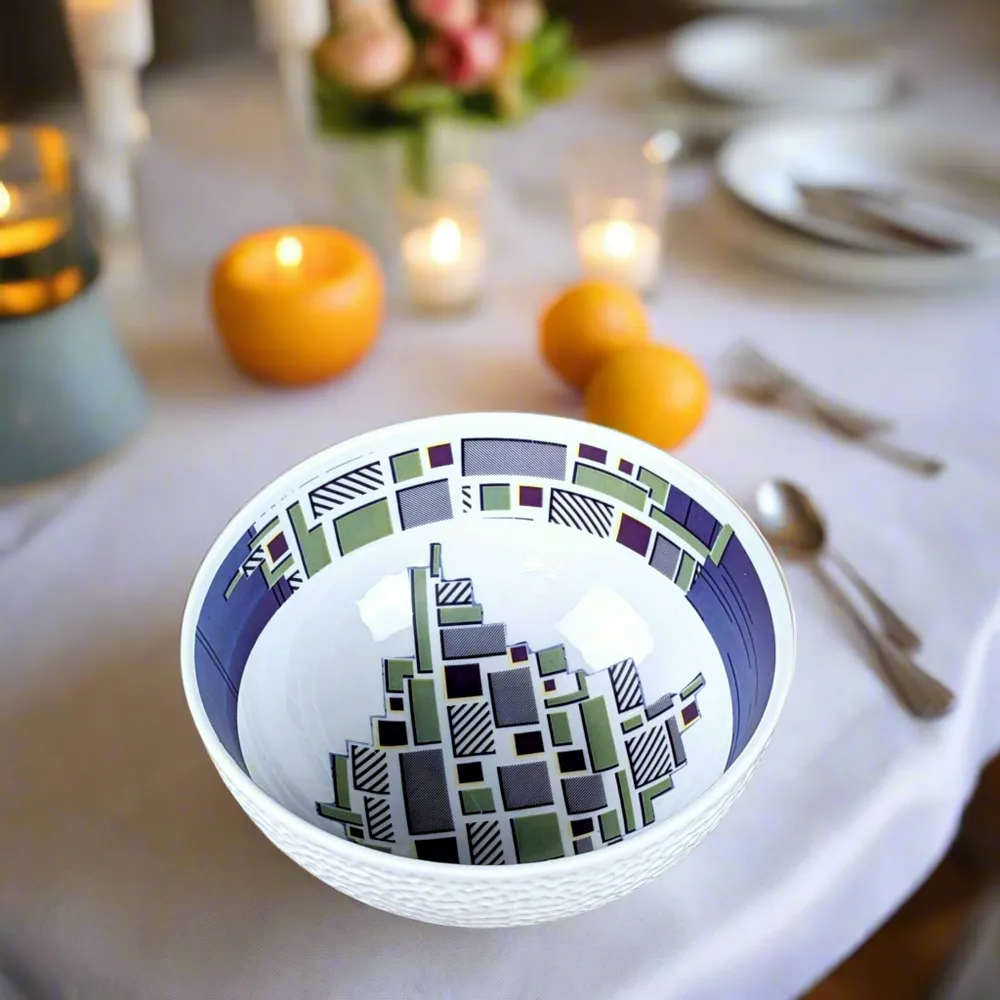 Gifts - Customizable Fine Porcelain Bowl - WAX Billionaire Pattern, African Elegance & French Craftsmanship - KEMI HOME ART