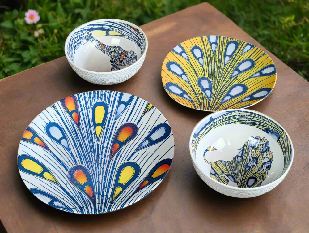 Gifts - Customizable Porcelain Bowl: WAX 'Lion Fairy Electricity' Motif - Light and Connection for Your Table - KEMI HOME ART