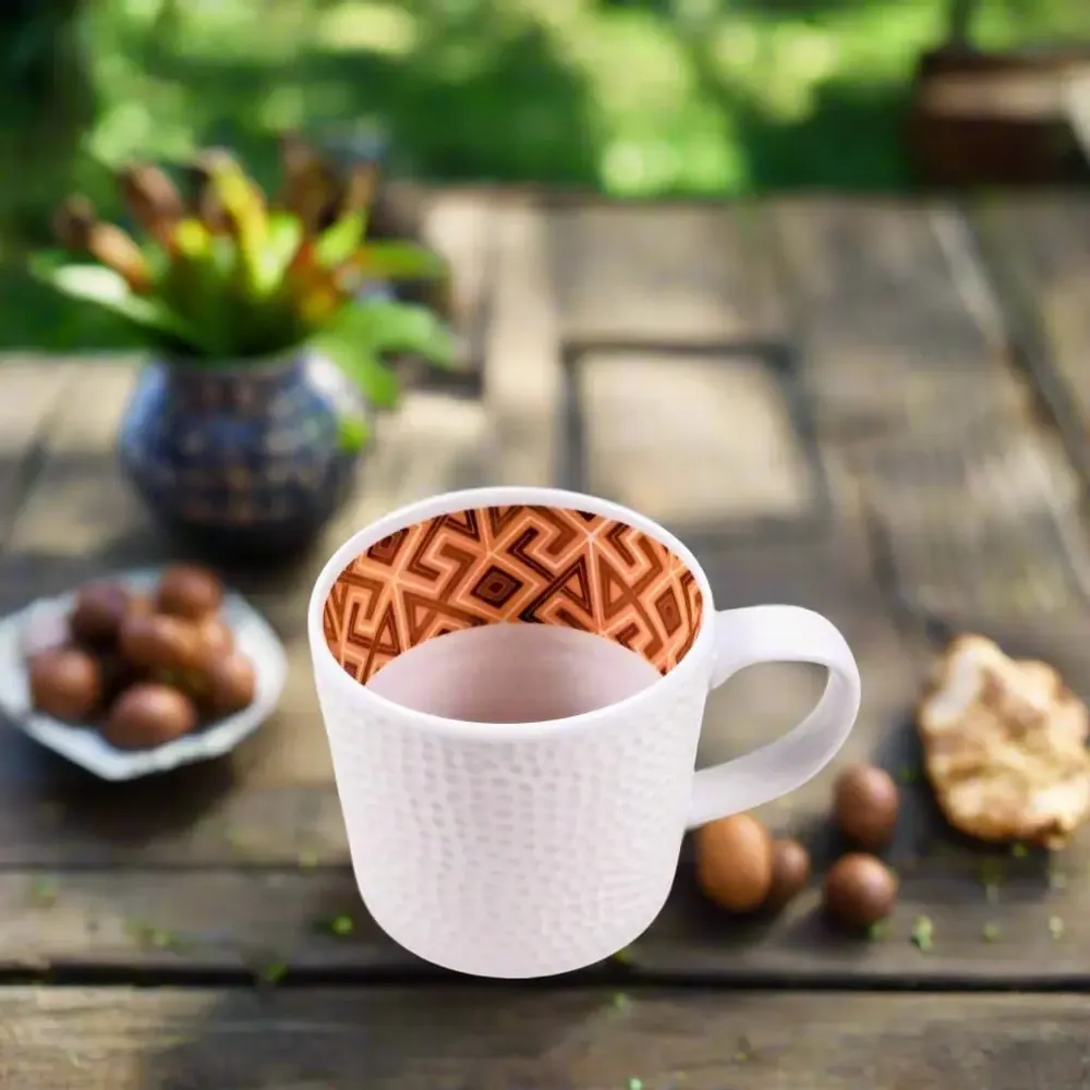 Gifts - Handcrafted French Porcelain Mug: Ntshak Kuba Patterns & Unique Customization - KEMI HOME ART