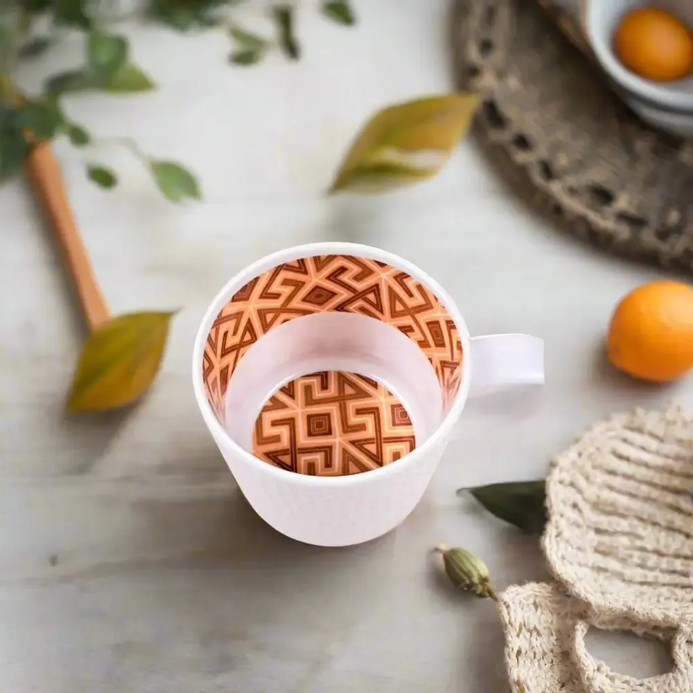 Gifts - Handcrafted French Porcelain Mug: Ntshak Kuba Patterns & Unique Customization - KEMI HOME ART