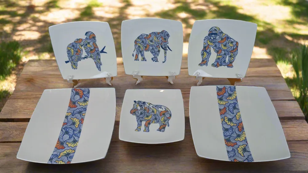 Gifts - Limited Edition: Set of 12 Customizable Porcelain Plates - WAX Wedding Flowers & Symbolic Animal Motifs - KEMI HOME ART