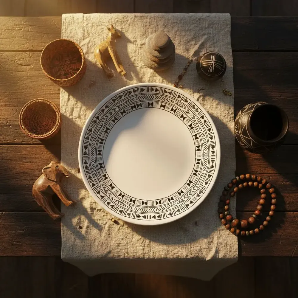 Gifts - Customizable Bogolan Plates - Fine French Porcelain with Unique Ethnic Patterns - KEMI HOME ART