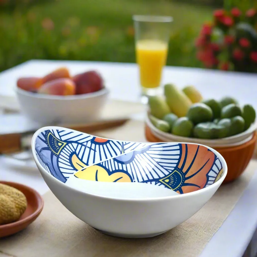 Gifts - Customizable Oval Porcelain Bowl - WAX Spiral 'Wedding Flowers' Motif - Handcrafted Unique Piece - KEMI HOME ART