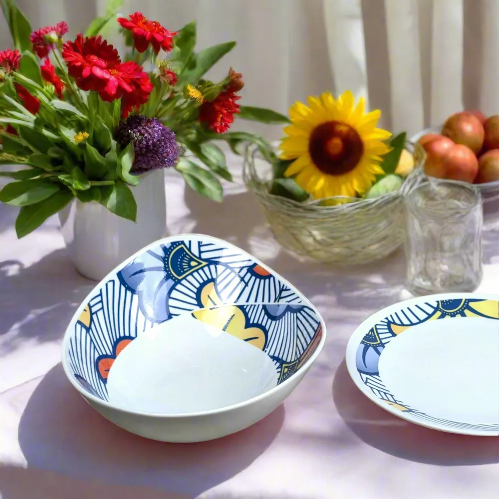 Gifts - Customizable Oval Porcelain Bowl - WAX Spiral 'Wedding Flowers' Motif - Handcrafted Unique Piece - KEMI HOME ART