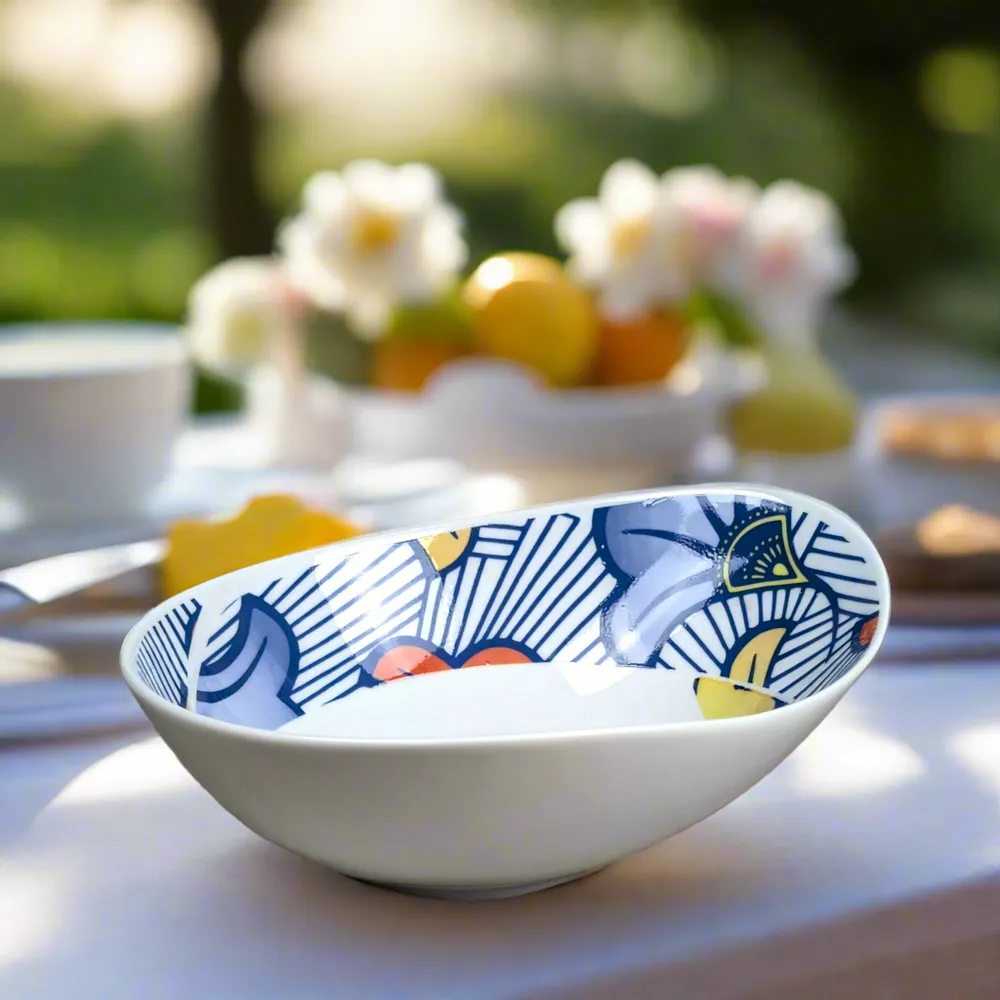 Gifts - Customizable Oval Porcelain Bowl - WAX Spiral 'Wedding Flowers' Motif - Handcrafted Unique Piece - KEMI HOME ART