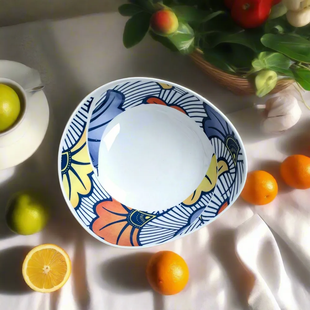 Gifts - Customizable Oval Porcelain Bowl - WAX Spiral 'Wedding Flowers' Motif - Handcrafted Unique Piece - KEMI HOME ART