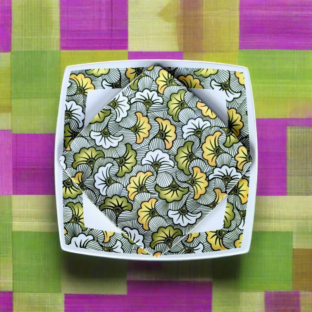 Gifts - WAX Wonder: Customizable French Porcelain Plate Set with Unique Green Floral Motif for Weddings & Celebrations - KEMI HOME ART