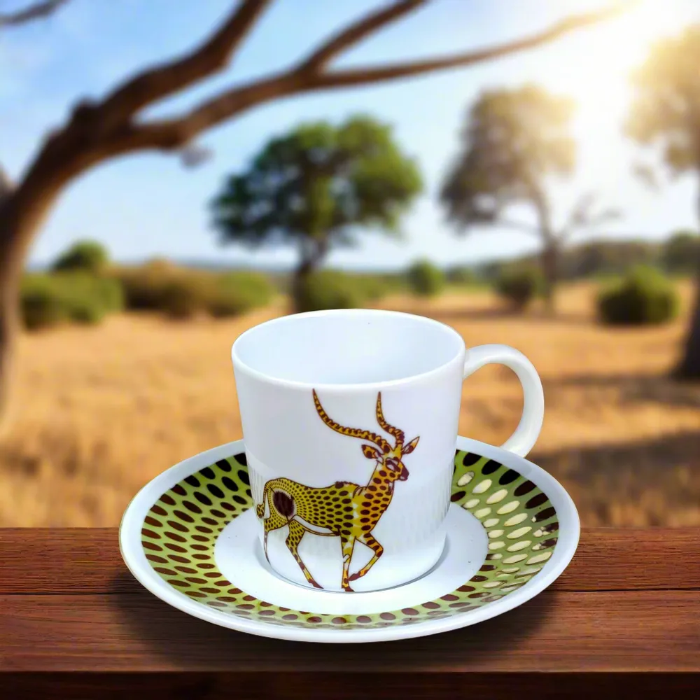 Gifts - Limited Edition: Set of 4 Customizable African WAX Coffee Cups in Fine French Porcelain - KEMI HOME ART