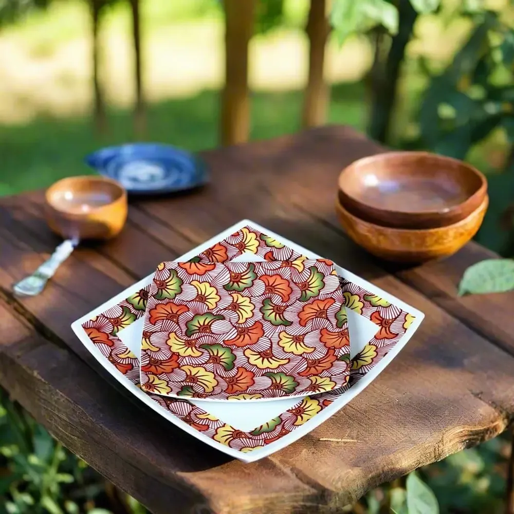 Gifts - Red WAX Sparkle: Customizable French Porcelain Plate Set - Unique Wedding Floral Motifs - KEMI HOME ART