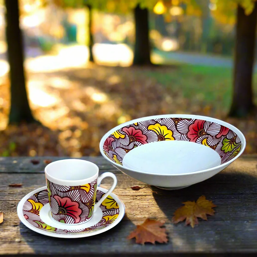 Gifts - Morning Awakening in Porcelain: Customizable WAX Breakfast Set - Wedding Flowers, Unique French Craftsmanship - KEMI HOME ART
