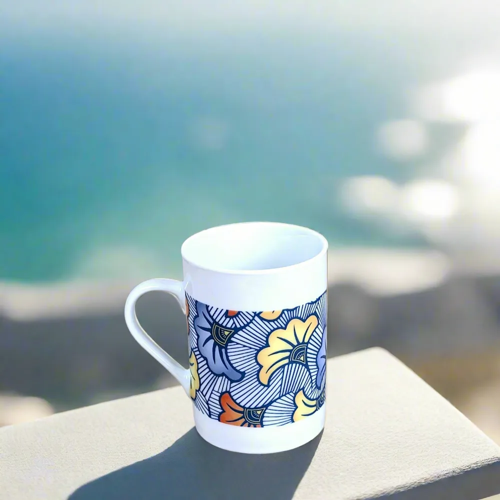 Gifts - Autumn Awakening: Customizable Fine Porcelain Breakfast Set - Unique 'Wedding Flowers' WAX Blue Pattern - KEMI HOME ART