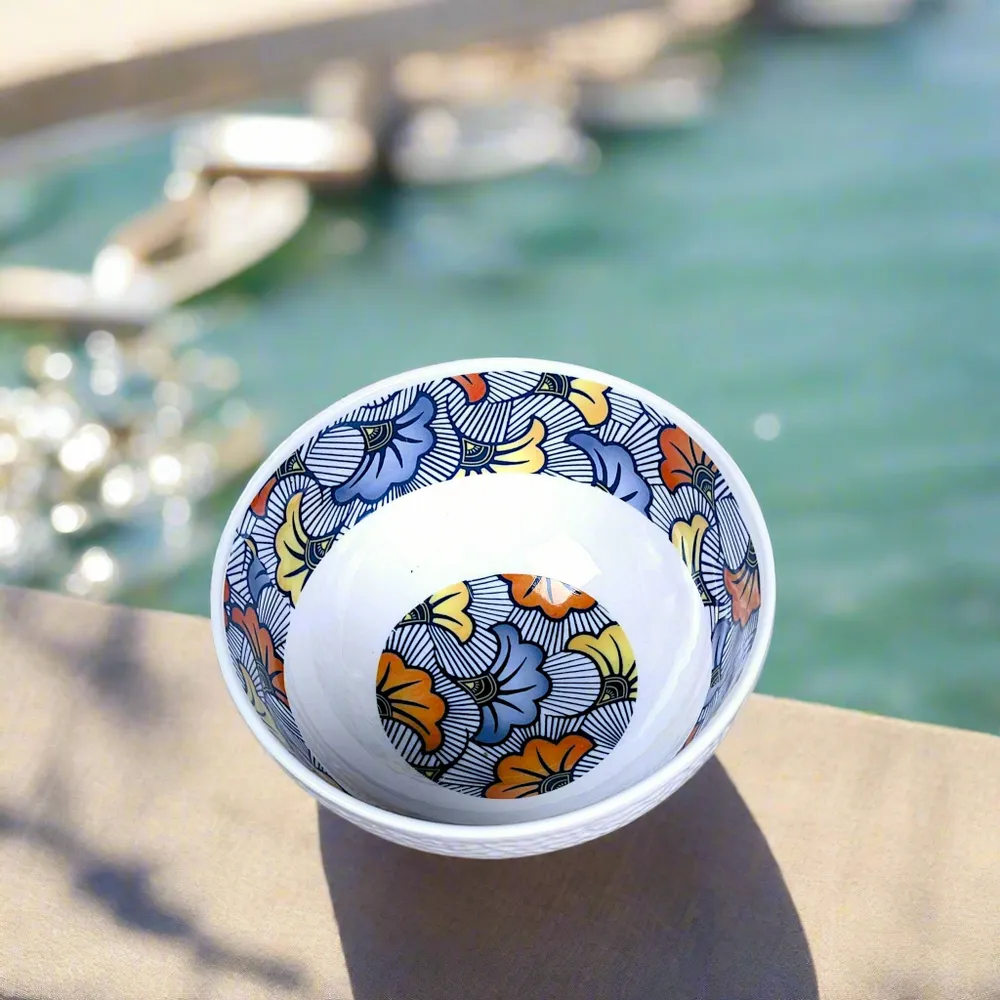 Gifts - Autumn Awakening: Customizable Fine Porcelain Breakfast Set - Unique 'Wedding Flowers' WAX Blue Pattern - KEMI HOME ART